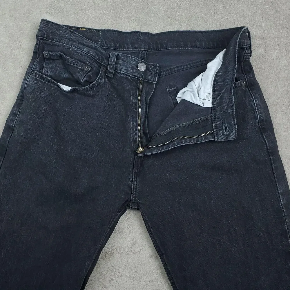 Levis 505 Jeans Mens 34x34 Gray Charcoal Wash Regular Straight Zip Fly Stretch